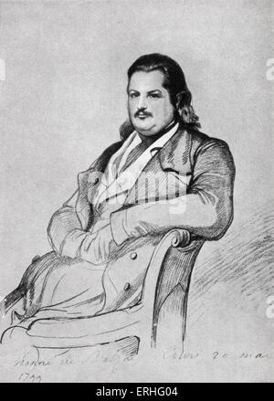 Honoré de Balzac, Porträtzeichnung von Vogel von Vogelstein. Französischer Schriftsteller und Dichter. 20. Mai 1799 - 19. August 1850. Stockfoto