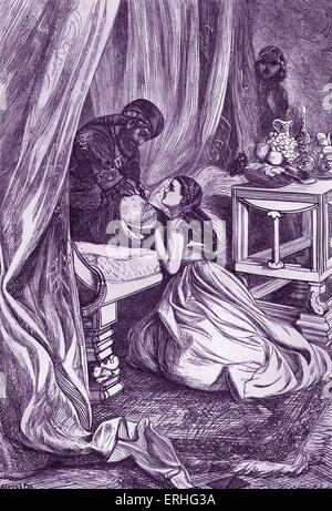 Arabian Nights Märchen - tausend und eine Nacht. Bildunterschrift lautet: "Der Sultan begnadigt Scheherazade" Illustration von Arthur Boyd Stockfoto