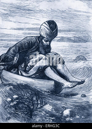 Geschichte von Sindbad der Seefahrer - Märchen von Tausendundeinernacht. Bildunterschrift lautet: "Sindbad in der Wanne". Von Dalziels illustriert Arabische Stockfoto