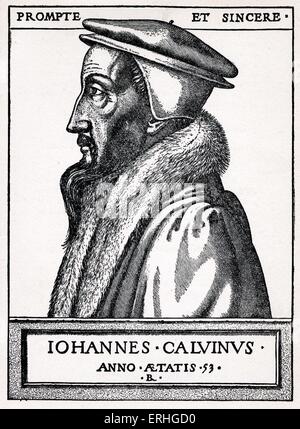 Johannes Calvinus / Jan Kalvin / John Calvin, gravierte Portrait. Französischer Reformator 1509-1564 Stockfoto