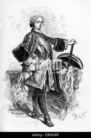 König Louis XV von Frankreich - Abbildung des Königs als junger Mann. 15. Februar 1710 - Mai 10. 1774.  König von 1. September 1715 - 10 Stockfoto