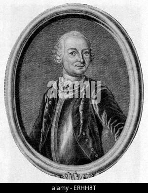 Ewald Christian von Kleist - Porträt des deutschen Dichters, 1751. 1715-1759 Stockfoto