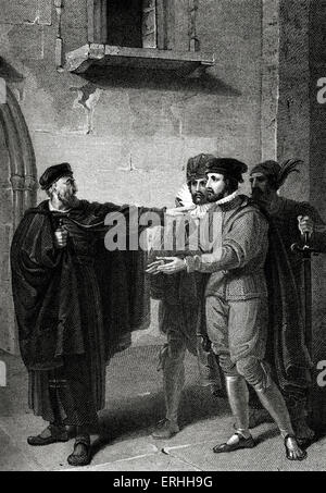 William Shakespeares der Kaufmann von Venedig - spielen Akt III, Szene III: Shylock, Salarino, Antonio und Kerkermeister.  Shylock: ' ich Stockfoto