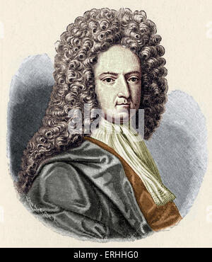 Daniel Defoe - Porträt. Englischer Schriftsteller und Journalist 1660-1731. Farbausführung Stockfoto