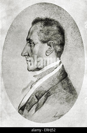 Alessandro Manzoni - Porträt im Profil der italienische Dichter und Romancier, dem Giuseppe Verdi Requiem gewidmet. 7 März Stockfoto