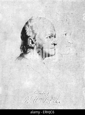 William Blake - Selbstporträt der englische Dichter, Künstler und Kupferstecher unterzeichnet. 28. November 1757 - 12. August 1827 Stockfoto