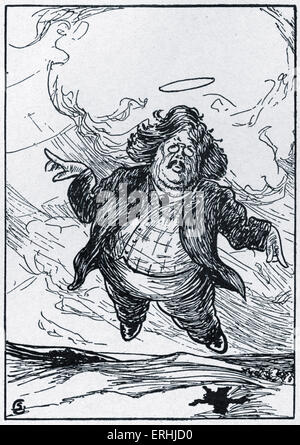 Gilbert Keith Chesterton - Karikatur des englischen Schriftstellers von G. Kohen, 1912. 29. Mai 1874 - 14. Juni 1936. Stockfoto