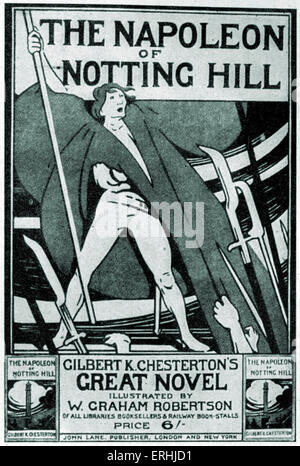 Gilbert Keith Chesterton - Werbung für der englische Schriftsteller Roman, "The Napoleon of Notting Hill", 1904. 29. Mai 1874-14 Stockfoto
