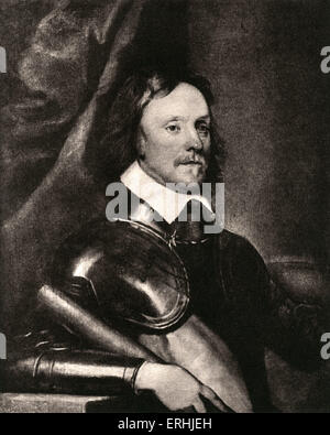 Oliver Cromwell Porträt.  Englischer Feldherr und Politiker. 25 April 1599 – 3. September 1658- Stockfoto