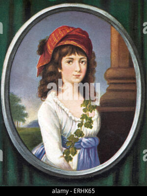 Charlotte Corday. Porträt des Mörders von Jean-Paul Marat, eine Schlüsselfigur in der französischen Revolution. 27. Juli 1768 – 17 Juli Stockfoto