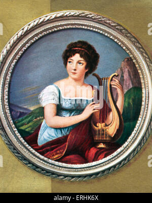 Anne Louise Germaine de Staël - allgemein bekannt als Madame de Staël. Porträt des französisch-schweizerischen Schriftstellers die Leier zu spielen. 22 Stockfoto