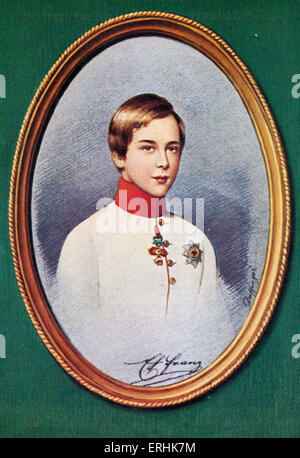 Francis Joseph ich (Franz Joseph ich). Porträt des Kaisers von Österreich und König von Böhmen als junge. Nach einer Miniatur von Moritz Stockfoto