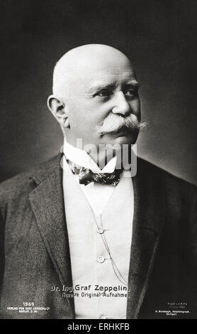 Ferdinand Graf von Zeppelin - Porträt der deutschen Firmengründer Zeppelin Luftschiff... 8. Juli 1838 - 8. März 1917. Stockfoto