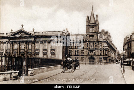 Universität Cambridge - Gonville and Caius College und Senate House, frühen 1900 ' S. Kutsche vorbeifahren. Stockfoto