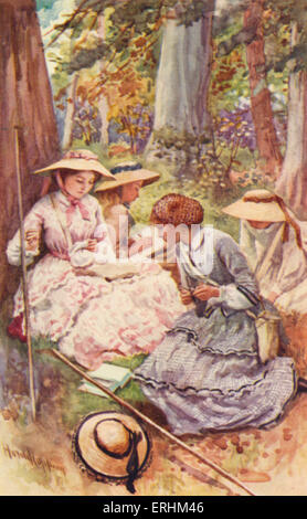 "Little Women" von Louisa May Alcott - Porträt der vier Schwestern Jo, Beth, Meg & Amy. Kapitel XIII: "Castles in the Air". Stockfoto