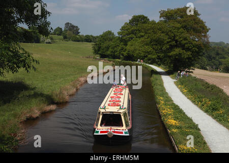 Das Reise-Boot, Thomas Telford, basierend auf Llangollen Wharf Llangollen Kanal unterwegs von Millars Brücke Stockfoto