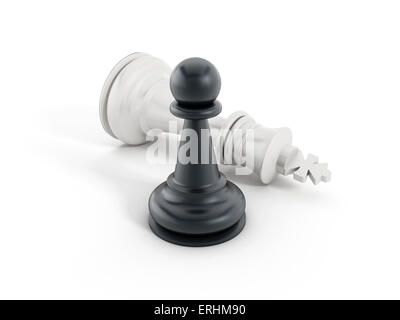 Schwarzen Bauern Niederlagen weißen König. Stockfoto