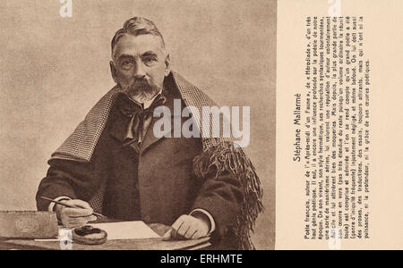 Stéphane Mallarmé an seinem Schreibtisch - französische Dichter. SM: 18. März 1842 – 9. September 1898 Stockfoto