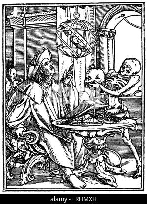 Der Totentanz (Danse Macabre oder Dance of Death) - spätmittelalterlichen Allegorie zeigt personifizierten Tod. Holzschnitt / Gravieren von Hans Stockfoto