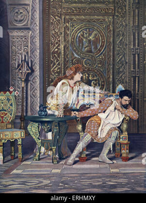 Sarah Bernhardt in Titelrolle Sardouss Theodora mit M.P Magnier als Andreas auf dem Théatre durchgeführt Stockfoto