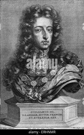 König William III von England - Kupferstich von Gunst. 14. November 1650 - 8. März 1702. Stockfoto