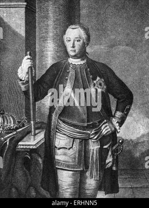 Frederick William I, König von Preußen, als ein junger Mann - Kupferstich von König nach dem Lackieren von Weidemann. FW: 14. August 1688 - 31 Stockfoto