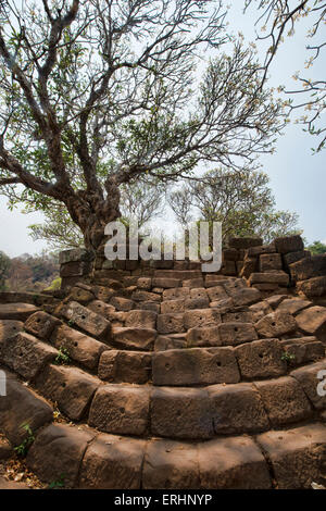 Atmosphärischen Ruinen von Vat Phou (Wat Phu) in Champasak, Laos Stockfoto