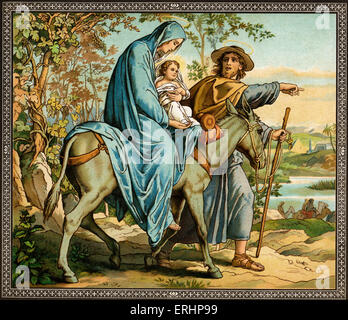 Die Flucht nach Ägypten - Joseph, Madonna und Kind. Stockfoto