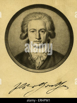 Johann Wolfgang von Goethe - 1791 mit Unterschrift.  Deutscher Schriftsteller: 28. August 1749 – 22. März 1832. Stockfoto