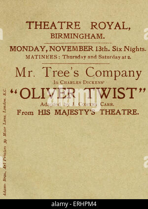 Werbung - für Beerbohm Tree Produktion von Charles Dickens' 'Oliver Twist'.  Bildunterschrift lautet: "Theatre Royal, Birmingham. Stockfoto