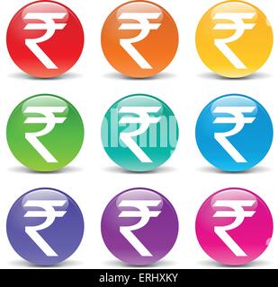 Vektor-Illustration der Rupie stellen Icons auf weißem Hintergrund Stock Vektor