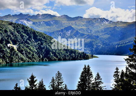 Lake Cormet de Roseland, Barriage in den französischen Alpen, Frankreich Stockfoto