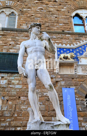 Kopie von Michelangelos "David", Piazza della Signoria, Florenz Stockfoto