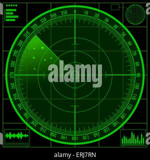 Grün-Radar-Bildschirm Vektor Stock Vektor