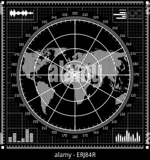 Radarschirm.  Schwarz / Weiß-Vektor-Illustration. Stock Vektor