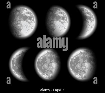 Mondphasen. Vektor-Illustration. Stock Vektor