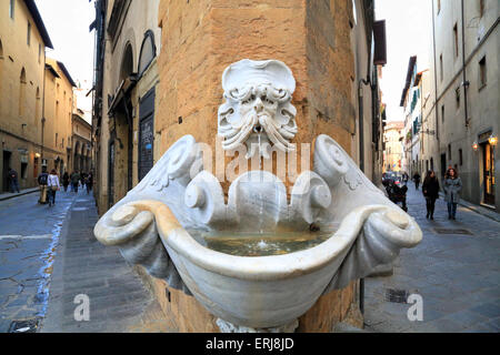 Reich verzierten Brunnen von Buontalenti, Oltrarno Viertel, Florenz Stockfoto