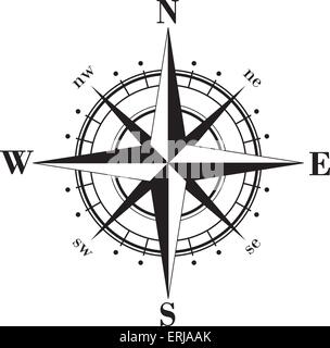 Schwarze Windrose isoliert auf weiss Stock Vektor