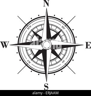 Schwarze Windrose isoliert auf weiss Stock Vektor