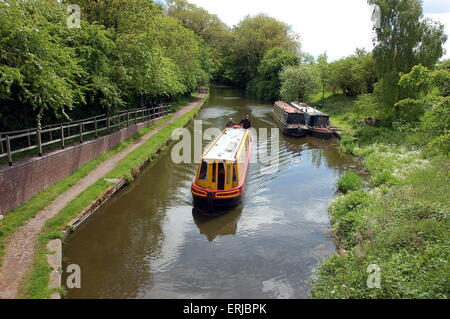 Narrowboats auf den Shropshire-Union-Kanal Stockfoto