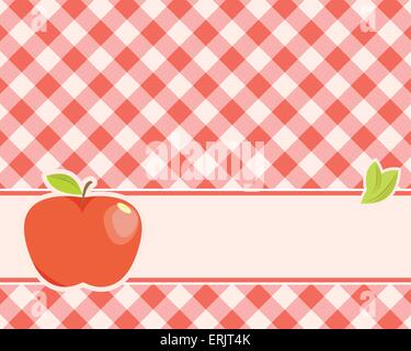 reifer roter Apfel auf einem karierten Hintergrund. Vektor-illustration Stock Vektor