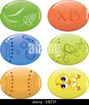 Satz von Ostereiern. Die Abbildung auf weißem Hintergrund Stock Vektor