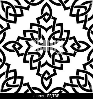 Komplizierte Musterdesign Celtic schwarz auf weißem Hintergrund Stock Vektor