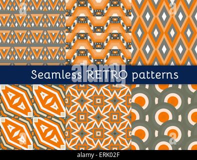 Satz von sechs ethnischen seamless pattern. Stock Vektor
