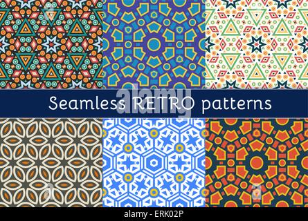 Satz von sechs ethnischen seamless pattern. Stock Vektor