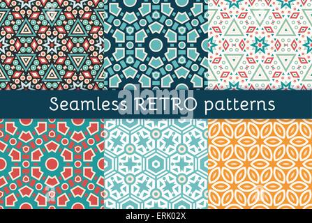 Satz von sechs ethnischen seamless pattern. Stock Vektor