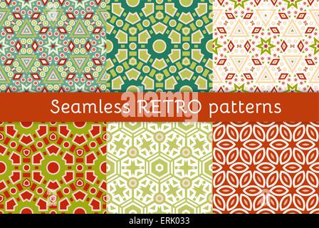 Satz von sechs ethnischen seamless pattern. Stock Vektor