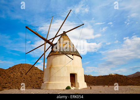 Almeria Molino de Los Genoveses Windmühle traditionell in Spanien Stockfoto