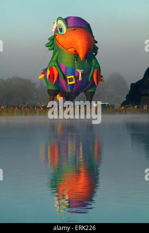 Peg Leg Pete den Pirate Parrot Heißluftballon, Ballons über Waikato Festival, See alkoholkranker, Hamilton, Waikato, Nordinsel, N Stockfoto