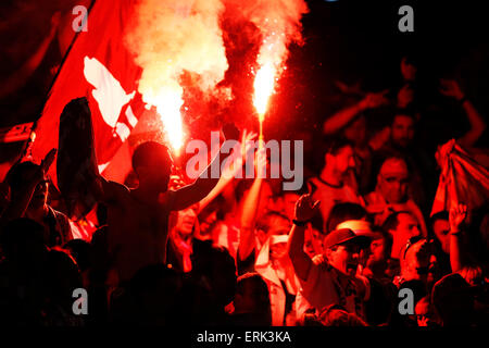 Barcelona, Spanien. © 30. Mai 2015. (Bilbao) Fußball-Fans: Copa del Rey Finale Match zwischen Athletic Club Bilbao 1-3 FC Barcelona im Camp Nou in Barcelona, Spanien. © D . Nakashima/AFLO/Alamy Live-Nachrichten Stockfoto